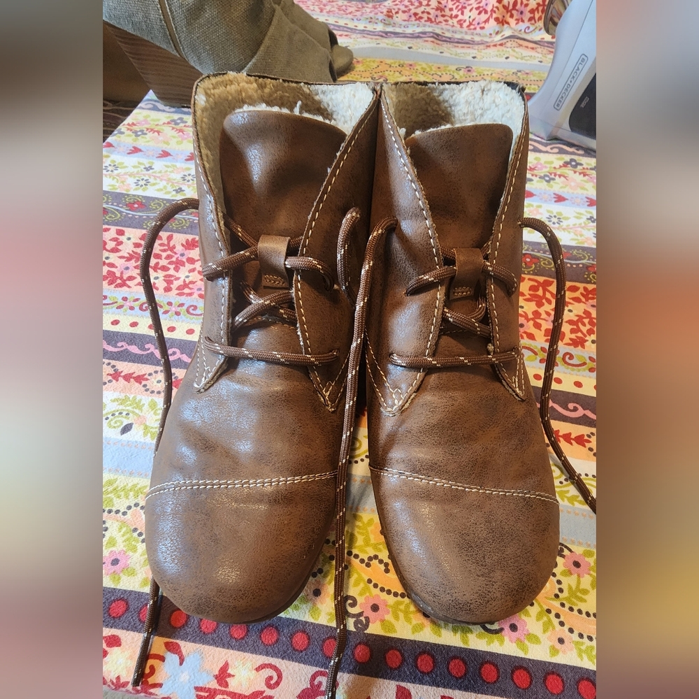 BOC Brown Ankle Boots with Rustic Lace-Up Design